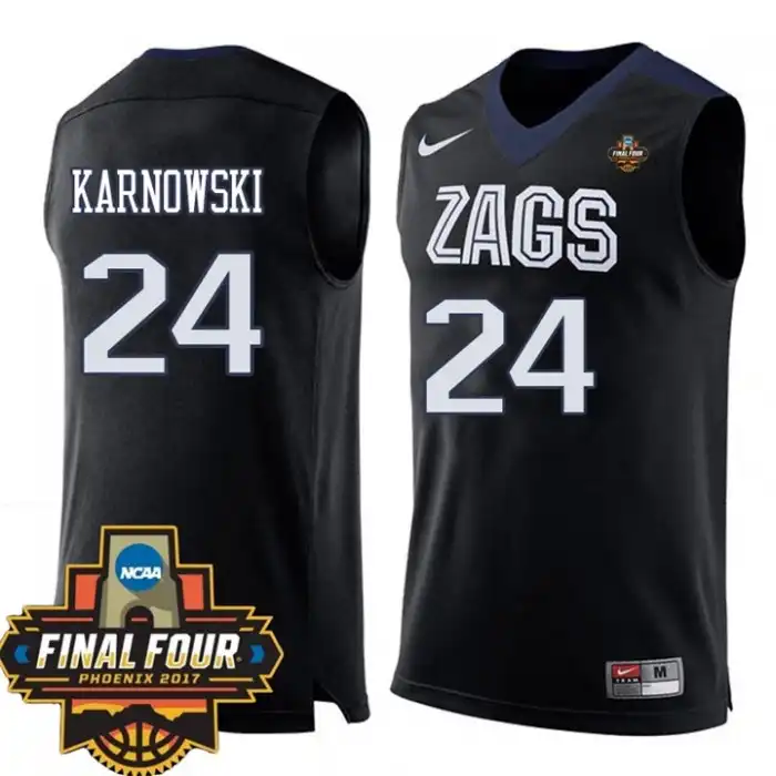 Youth Gonzaga Bulldogs Przemek Karnowski #24 2017 Final Four Team Black College Basketball Jersey